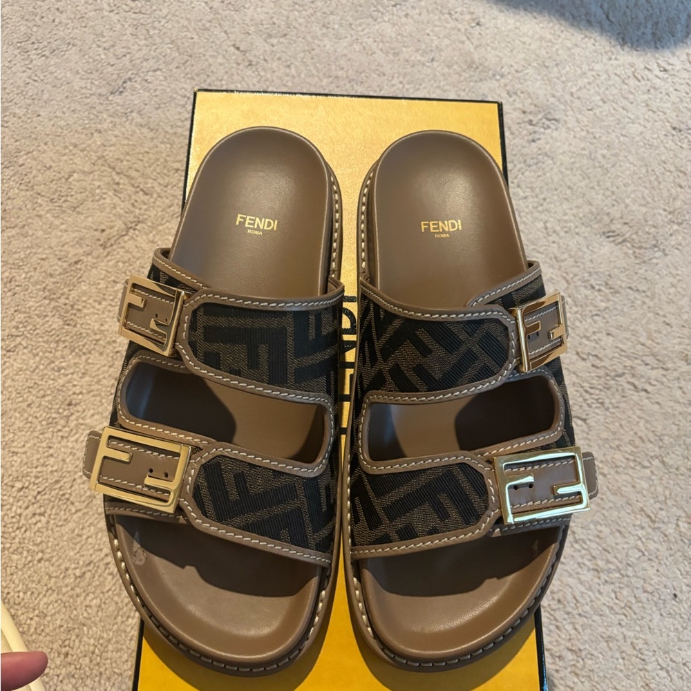 Fendi Brown and Black Sandals